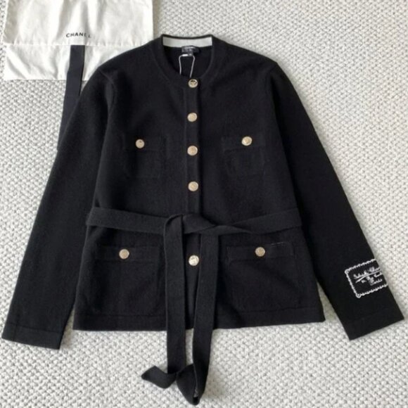 Chanel Black Lace-Up Cardigan - Picture 1 of 8